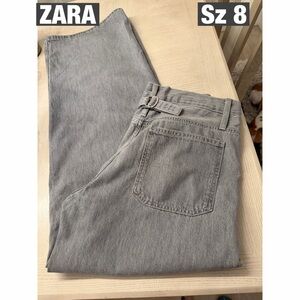 ZARA Gray High waist Wide Flare Jeans Sz 8